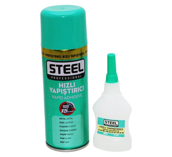 STEEL CK-5418 ( 400ML+70GR=BRÜT ) HIZLI YAPIŞTIRICI (MDF-AHŞAP-METAL-DERİ-KAUÇUK-PLASTİK-CAM)*25