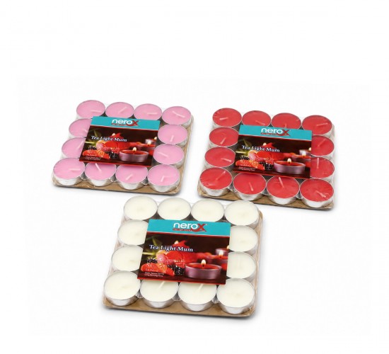 NEROX NRX-38R ( 16PCS ) ( RENKLİ ) ( YUVARLAK ) TEA LİGHT MUM*96