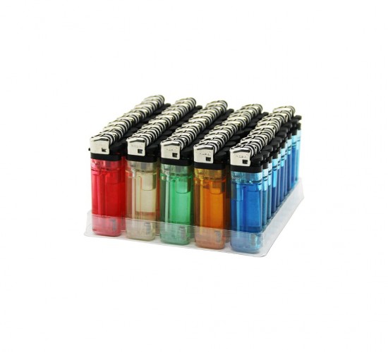 KASAİ F-4010 ( TAŞLI ) ÇAKMAK ( DOLDUR KULLAN TİPİ ) ( ŞEFFAF RENKLİ PLASTİK )*50X20