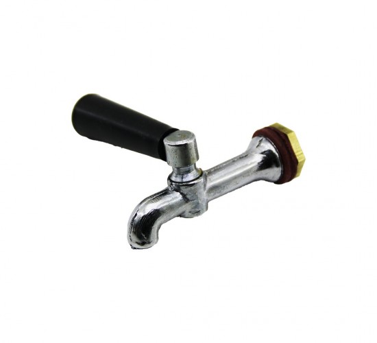 MS-200 ( KÜÇÜK & ERKEK ) ( KROM GÖVDE & SİYAH PLASTİK KOL) PİKNİK SEMAVER MUSLUK*12X40