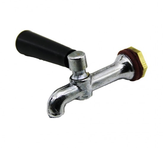 MS-210 ( BÜYÜK & ERKEK ) ( KROM GÖVDE & SİYAH PLASTİK KOL ) PİKNİK SEMAVER MUSLUK*12X40