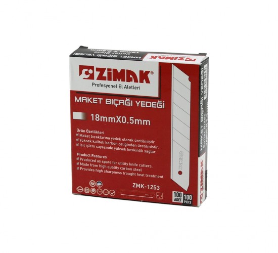 ZİMAK ZMK-1253  ( BÜYÜK ) ( 10 PCS ) ( YEDEK ) FALÇATA MAKET BIÇAK AĞZI ( 18MMX0.5MM )*10X40