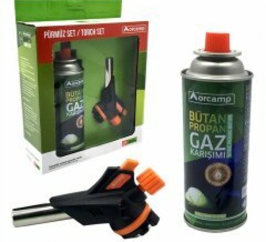 ORCAMP CX-500-227 ( 2PCS ) PÜRMÜZ & TORCH SETİ ( ( PÜRMÜZ TORCH ÇAKMAK BAŞLIK & KAMP GAZI 227GR/400ML )*24