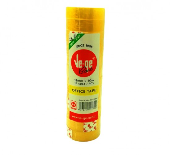 VEGE-1210 ( 12MMX10MT ) PARA BANTI ( OKUL & OFİS & KIRTASİYE ) (KALINLIK : 36 MİCRON) (SU BAZLI AKRİLİK TUTKAL)*12X60