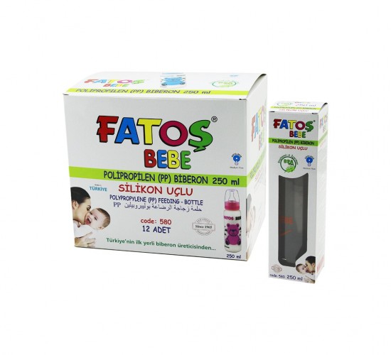 FATOŞ BEBE CODE-580 (POLİPROPİLEN PLASTİK) (PP) (KLASİK BİBERON) (SİLİKON UÇLU) (ÖLÇEKLİ) (ORTA AKIŞ) (250ML)*12X18