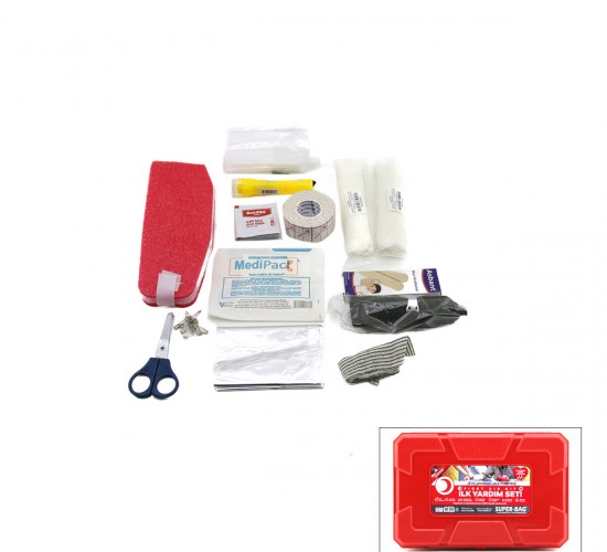 SUPER-BAG ASR-5014 ( KÜÇÜK ) ( PLASTİK ÇANTALI ) İLK YARDIM SETİ ( FIRST AID KIT )*24