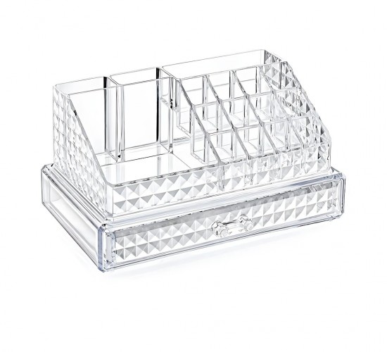 BLACKSTONE KRC-021 (DIAMOND) (TEK ÇEKMECE+16 BÖLME) MAKYAJ & TAKI ORGANİZERİ (MİKA KRİSTAL PLS) (23.3X13.5X11.5CM)*12