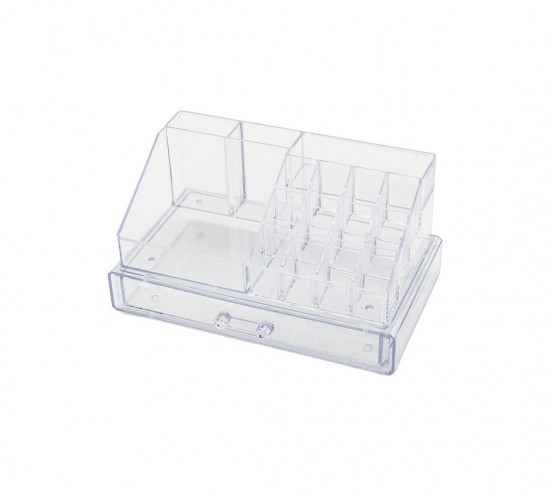 BLACKSTONE KRC-005 (DÜZ) (TEK KAT ÇEKMECE+16 BÖLME) MAKYAJ & TAKI ORGANİZERİ (MİKA KRİSTAL PLASTİK) (23.3X13.5X11.5CM)*12