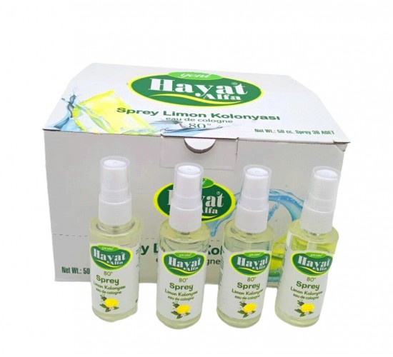 HAYAT ( SPREY ) ( 50CC ) ( LİMON & 80° ) KOLONYA*36X8
