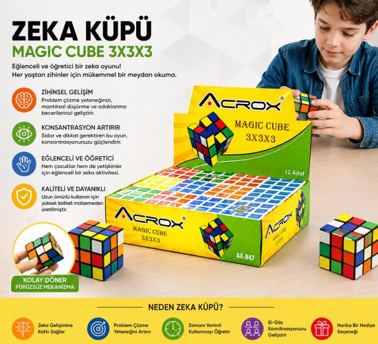 ACROX MAGIC CUBE AX-847 ( 3X3X3 ) ZEKA KÜPÜ ( OYUN )*12X24