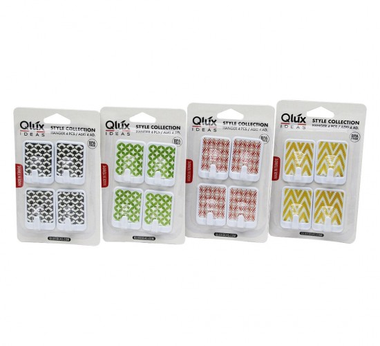 QLUX L-00135 ( 4PCS ) DİKDÖRTGEN YAPIŞKAN ASKI ( RENKLİ DESENLİ )*80