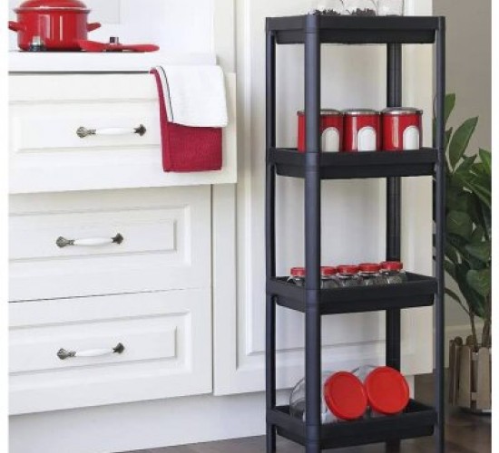 SHELF UNİT MAGGİE OM-1016-0053 ( 4 ( ÇUKUR ) RAFLI ) & SİYAH ) ( DİKDÖRTGEN ) RAF ÜNİTESİ PLASTİK*6