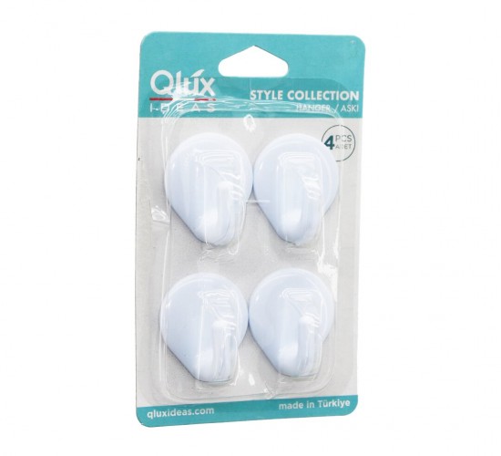 QLUX L-00734 STYLE COLLECTION ( 4PCS ) YAPIŞKANLI BEYAZ PLASTİK ASKI (BRKT-017344)*32X2