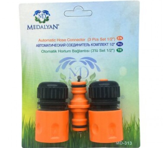 MEDALYAN MD-313 ( 3 LÜ SET ) ( 1/2 ) LÜX OTOMATİK HORTUM EKİ BAĞLANTISI*20X6