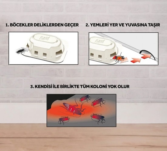 RAİD ( 6PCS ) HAMAM BÖCEK YEMİ ( KOKUSUZ & PRATİK & 3 AY ETKİLİ )*12=K