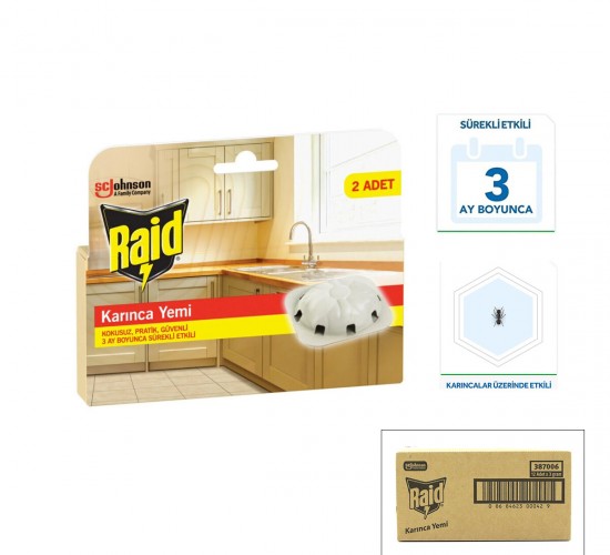 RAİD ( 2PCS ) KARINCA YEMİ ( KOKUSUZ & PRATİK & 3 AY ETKİLİ)*12=K