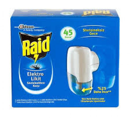 RAİD ELEKTRO ( SET= LİKİT ) ( 45 GECE ) ELEKTRO LİKİT SİVRİSİNEKLERE ÖLDÜRÜCÜ SET ( ELEKTRO LİKİT ISITICI & YEDEK ŞİŞE=27.4ML )*6X4