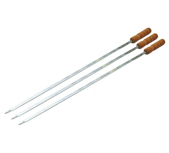 İBİCO T-500 ( TAVUK & KANAT ) ( 50CM ) ( DAR YASSI ) ( AHŞAP SAPLI ) MANGAL ŞİŞİ*100X1