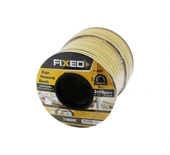 SGS FIXED F-3001 ( KAHVERENGİ ) 100MT (2X50MT) ( BOBİN FİTİL ) ( KAPI & PENCERE ) BANT ( D PROFİL ) ( 9X6MM )*8