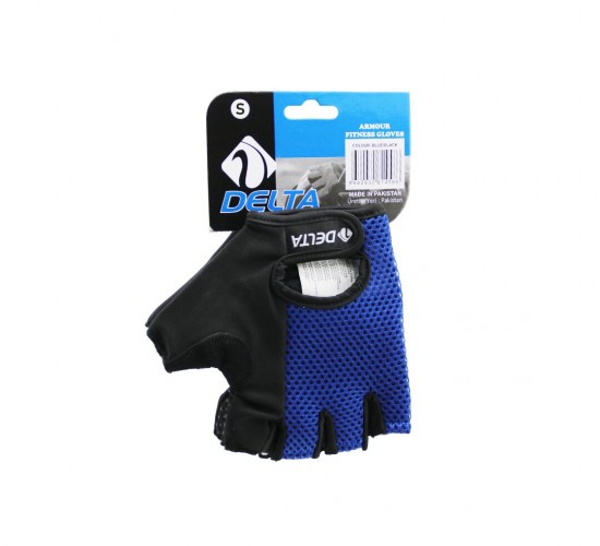 DELTA ARMOUR FITNESS GLOVES ( S SMALL ) ( PARMAKSIZ & FİLELİ ) SPORCU ELDİVENİ ( MAVİ /SİYAH )*50