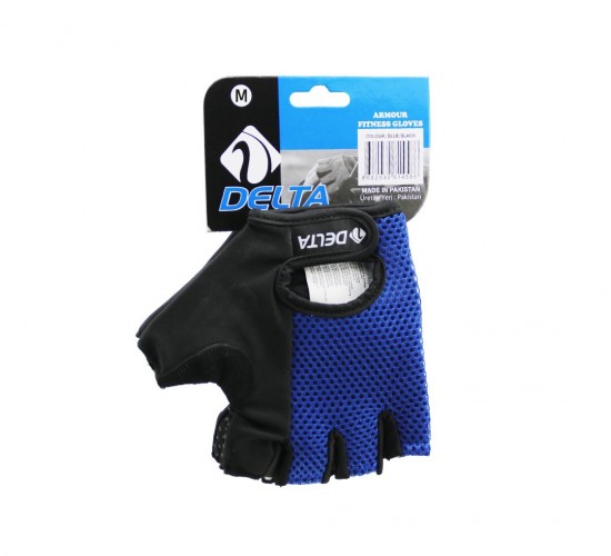 DELTA ARMOUR FITNESS GLOVES ( M MEDİUM ) ( PARMAKSIZ & FİLELİ ) SPORCU ELDİVENİ ( MAVİ /SİYAH )*50