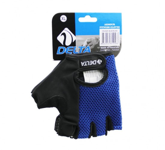 DELTA ARMOUR FITNESS GLOVES ( XL ) ( PARMAKSIZ & FİLELİ ) SPORCU ELDİVENİ ( MAVİ /SİYAH )*50