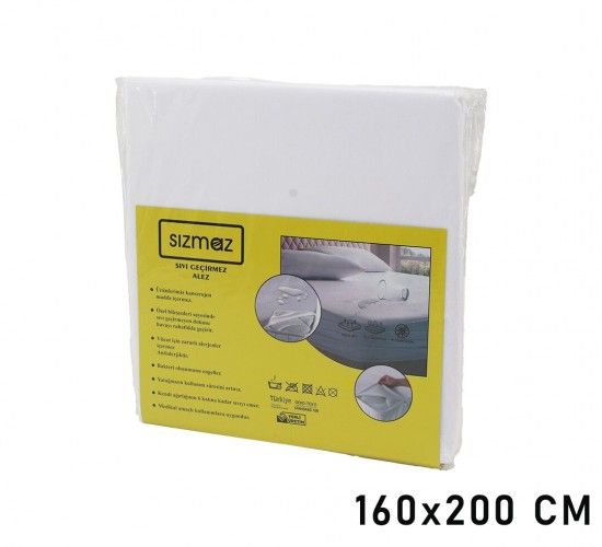 SIZMAZ ( ÇİFT KİŞİLİK ) YATAK KORUYUCU ( SIVI GEÇİRMEZ ) ALEZ ( 160X200CM ) ( HAVA ALIR ) ( ANTİBAKTERİYEL ) ( ANTİALERJİK )*65