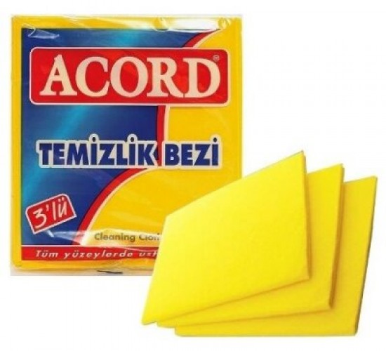 ACORD-504 3LÜ SARI TEMİZLİK BEZİ*12X10