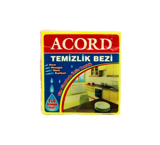 ACORD KOD-384 ( 9PCS ) ( EKONOMİK ) RENKLİ TEMİZLİK BEZİ ( 34.5 X 35.5CM)*90