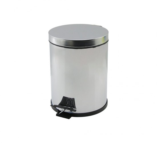 QS PLASTİK QS-453 BERAY BRY-0344 NO-5 ( 5LT ) ( KROM METAL ) ( PEDALLI ) ÇÖP KOVASI ( ÇAP: 20.5CM & Y: 27.3CM )*8