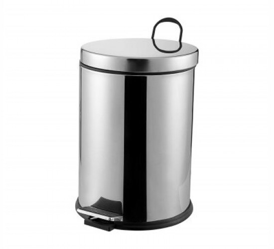 QS PLASTİK QS-454 BERAY BRY-0345 NO-12 ( 12LT ) ( KROM METAL ) ( PEDALLI ) ÇÖP KOVASI ( ÇAP: 24.5CM & Y: 35.5CM )*6