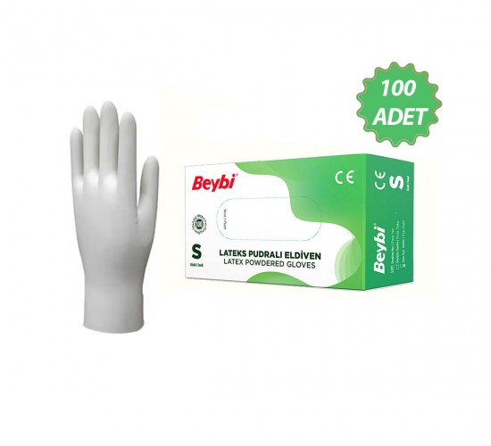 BEYBİ ( S ) ( PUDRALI ) ( 100PCS ) ( LATEKS ) MUAYENE ELDİVENİ*1X20