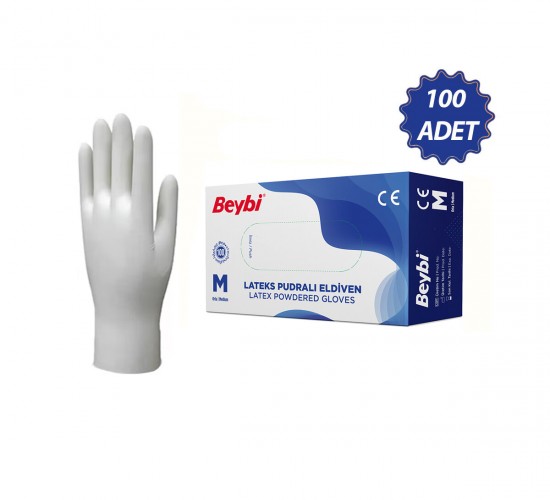 BEYBİ ( M ) ( PUDRALI ) ( 100PCS ) ( LATEKS ) MUAYENE ELDİVENİ*1X20