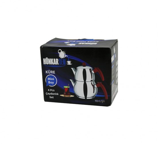 HÜNKARDEM ( MİNİ ) ( KÜRE ) ( ÇELİK ) ÇAYDANLIK SETİ ( RENKLİ BAKALİT KULP ) ( ÜST DEMLİK: 0.75LT & ALT SULUK: 1.35LT ) ( KENDİNDEN SÜZGEÇLİ )*8