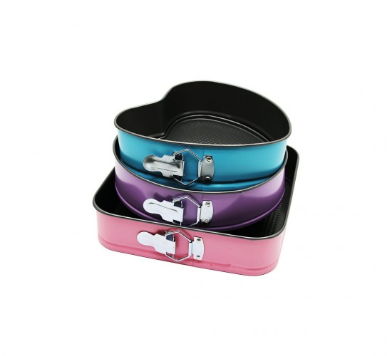 NEWLİFE CLKN-992 ( 3PCS ) ( KALP 20CM & YUV.22CM & KARE 24CM ) ( METAL & KELEPÇELİ ) KEK KALIP SETİ*12