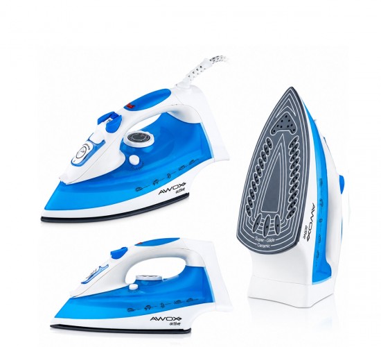 AWOX ACTİVE ( MAVİ & BEYAZ ) BUHARLI ÜTÜ ( SERAMİK TABAN & 360° HAREKETLİ KABLO & BUHAR AYARLAMA) (2600W)*6