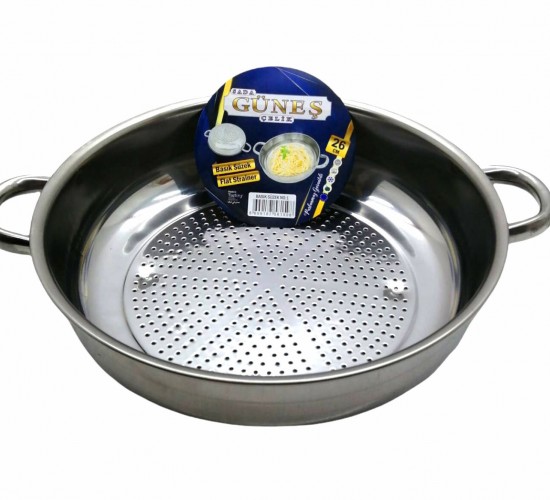 GÜNEŞ ( NO-1 ) ( 26CM ) ( BASIK ) SÜZEK METAL SÜZGEÇ ( KULPLU )*100