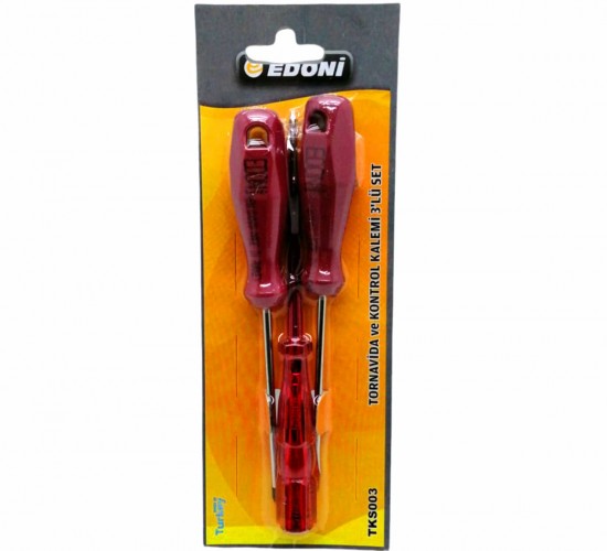 EDONİ TKS-003 ( 3 PCS SET ) TORNAVİDA YILDIZ & DÜZ & KONTROL KALEMİ*120