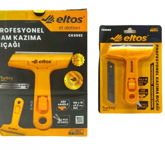 ELTOS CKS-002 ( PROFESYONEL & OYNAR BAŞLI ) CAM KAZIMA & BUZ KAZIYICI BIÇAK (PLASTİK SAP & YEDEK BIÇAK)*12X10