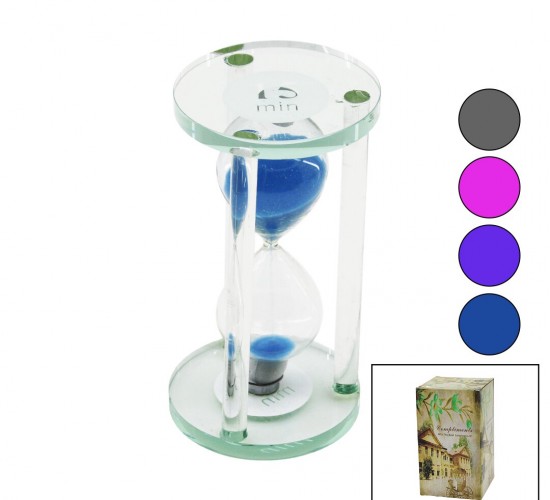 COMPTİMENTS YAKUT-9335 FYS-001 (BÜYÜK & 15DK) CAM KUM SAATİ (CAM STANDLI= ÇAP: 7.7CM-YÜKSEKLİK: 14.7CM)*60