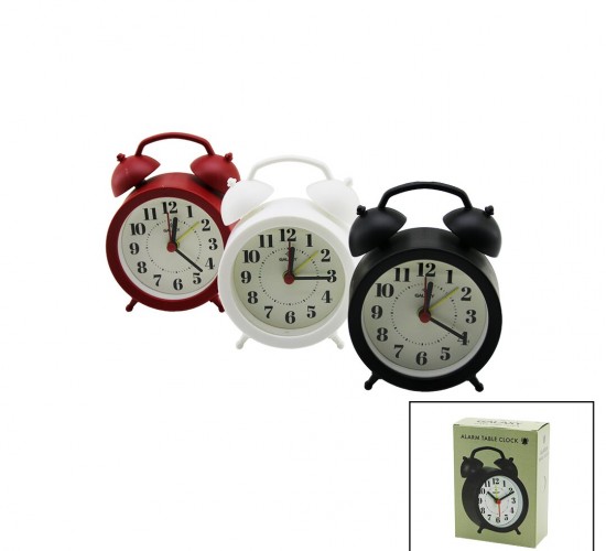 GALAXY MS-300 MASA ÇALAR SAAT ( PİLLİ ) ( RENKLİ PLASTİK ) ( KLASİK KULAKLI MODEL ) ( ÇAP: 8.5CM ) ( SESSİZ AKAR SANİYE )*60