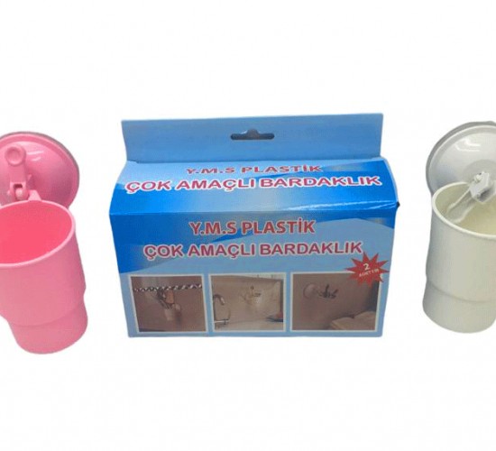 YMS VANTUZLU PLASTİK 2PCS ÇOK AMAÇLI BARDAKLIK*48