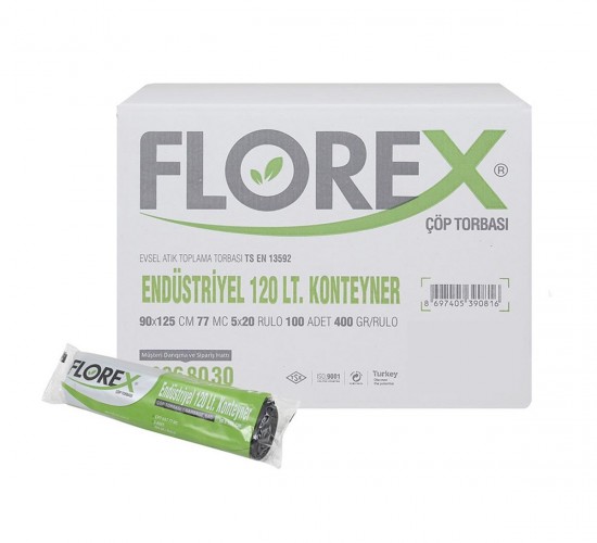FLOREX-509 ( KONTEYNER & 120LT ) ( ÇİFT KAT ) ENDÜSTRİYEL ÇÖP TORBA ( 90X125CM )*20=K
