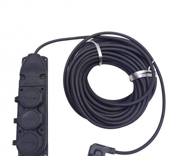 VEETRİN S-31520-3 ( 3LÜ ) ( 20MT ) ( KAUÇUK PRİZ ) UZATMA KABLOSU ( 3X1.5 CCA KABLO ) ( ŞEFFAF PENCERELİ BEZ ÇANTA ) ( KAUCUK )*6