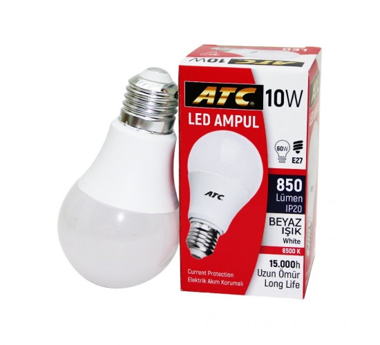 ATC LW-10W=60W E27 LED BEYAZ AMPUL*10X20