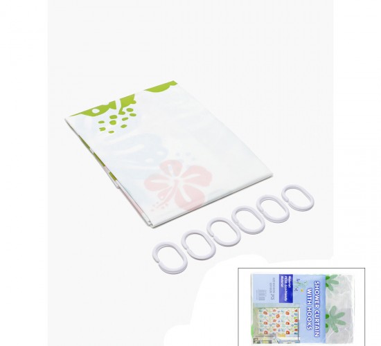 BİH SHOWER CURTAIN-616-617 T0812-06 ( ÇİF KANAT ) PVC BANYO DUŞ PERDESİ ( 2 PCS X 90X180CM & 12 HALKALI )*144