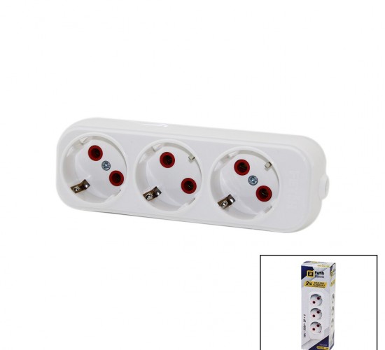 FETİH ELEKTRİK KOD-315-00 ( 3LÜ ) TOPRAKLI GRUP PRİZ KLEMENSLİ ( 16A - 250V )*25X8