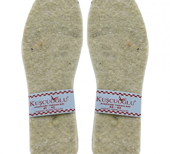 KUŞCUOĞLU KÇ-300-27007 ( DİKİŞSİZ ) ( BEYAZ & EVA & ERKEK ) ( YÜN ) AYAKKABI KEÇESİ ( 41-42-- 43-44)*12X63