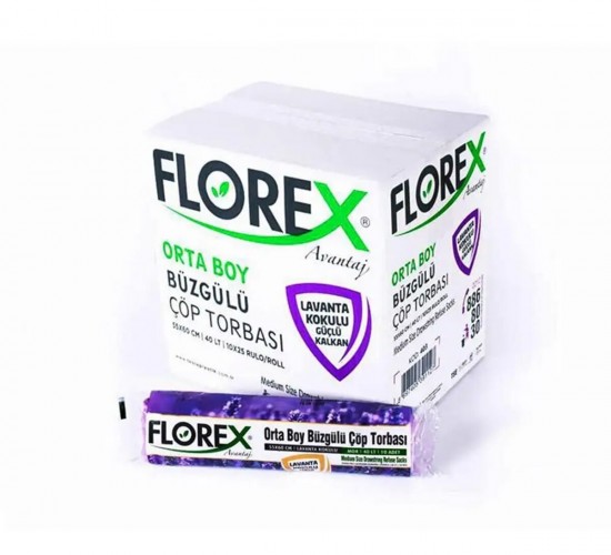 FLOREX-403 AVANTAJ ( LAVANTA KOKULU ) ( BÜZGÜLÜ ) ( ORTA ) ( 10PCS ) 55X60CM ÇÖP TORBA*25=K