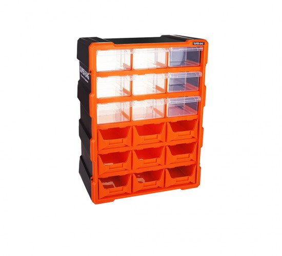 SUPER-BAG ASR-6011 ( 18Lİ ) ( 9 KAPALI+9 AÇIK ) MONOBLOK AVADANLIK ÇEKMECE SETİ (38.1X15.7X47.5CM)*4